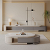 Light Luxury Cream Wind Telescopic Rock Panel Coffee Table TV Cabinet Modern Simple Livin 